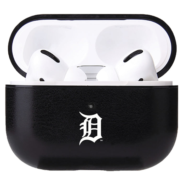 Fan Brander Black Leatherette Apple AirPod case with Detroit Tigers Primary Logo