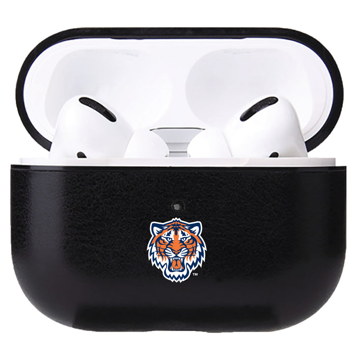 Fan Brander Black Leatherette Apple AirPod case with Detroit Tigers Secondary Logo
