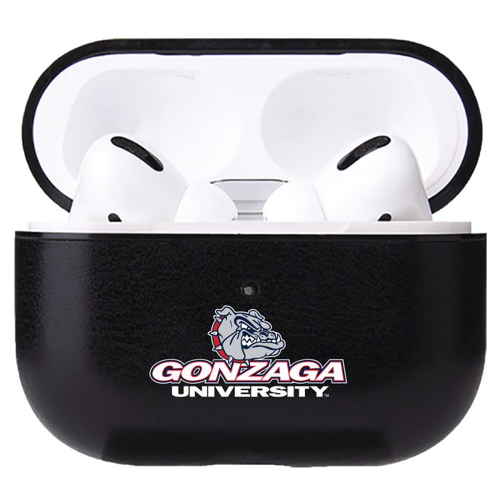 Fan Brander Black Leatherette Apple AirPod case with Gonzaga Bulldogs Primary Logo