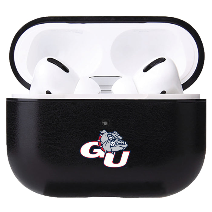 Fan Brander Black Leatherette Apple AirPod case with Gonzaga Bulldogs Secondary Logo