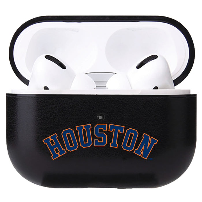 Fan Brander Black Leatherette Apple AirPod case with Houston Astros Wordmark Logo