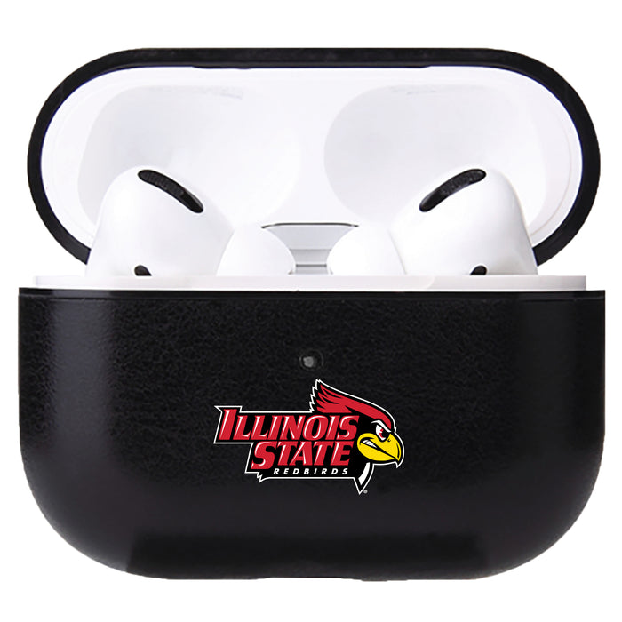 Fan Brander Black Leatherette Apple AirPod case with Illinois State Redbirds Primary Logo
