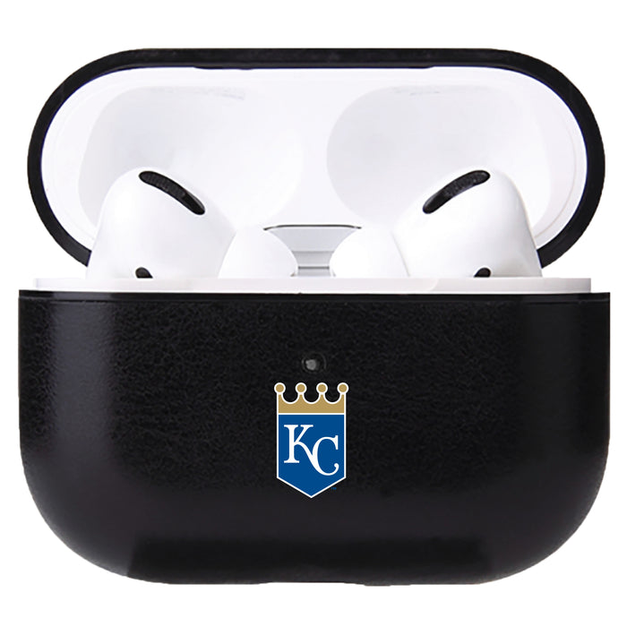 Fan Brander Black Leatherette Apple AirPod case with Kansas City Royals Secondary Logo
