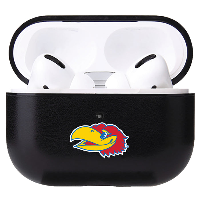 Fan Brander Black Leatherette Apple AirPod case with Kansas Jayhawks Secondary Logo