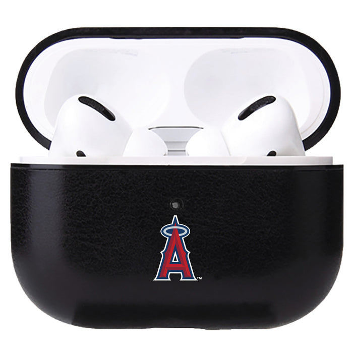 Fan Brander Black Leatherette Apple AirPod case with Los Angeles Angels Primary Logo