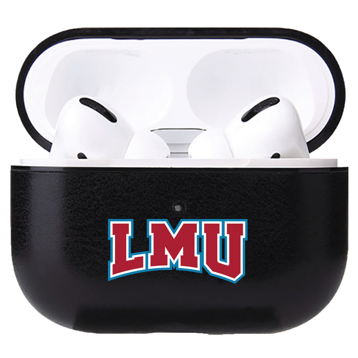 Fan Brander Black Leatherette Apple AirPod case with Loyola Marymount University Lions Primary Logo