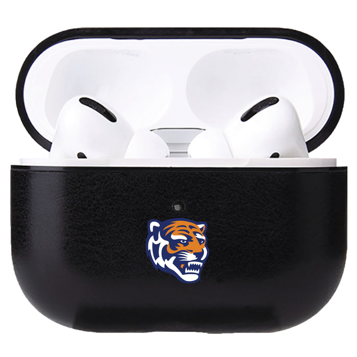 Fan Brander Black Leatherette Apple AirPod case with Memphis Tigers Secondary Logo