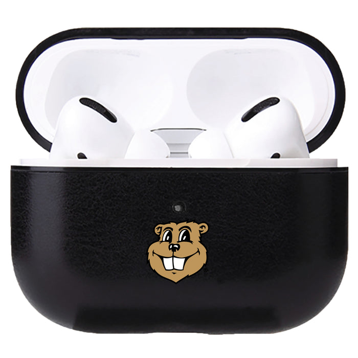 Fan Brander Black Leatherette Apple AirPod case with Minnesota Golden Gophers Secondary Logo