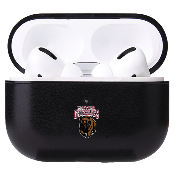 Fan Brander Black Leatherette Apple AirPod case with Montana Grizzlies Primary Logo