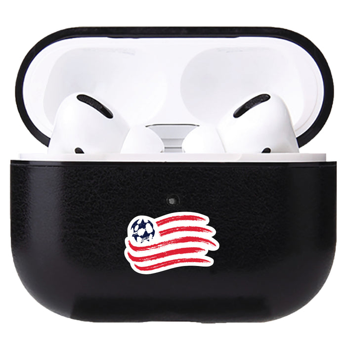 Fan Brander Black Leatherette Apple AirPod case with New England Revolution Primary Logo