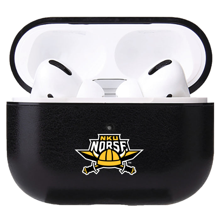 Fan Brander Black Leatherette Apple AirPod case with Northern Kentucky University Norse Primary Logo