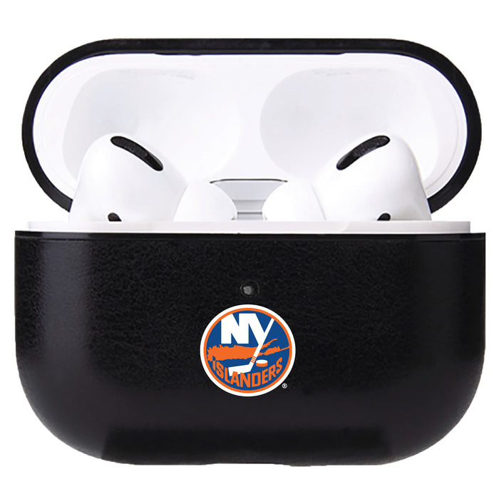 Fan Brander Black Leatherette Apple AirPod case with New York Islanders Primary Logo