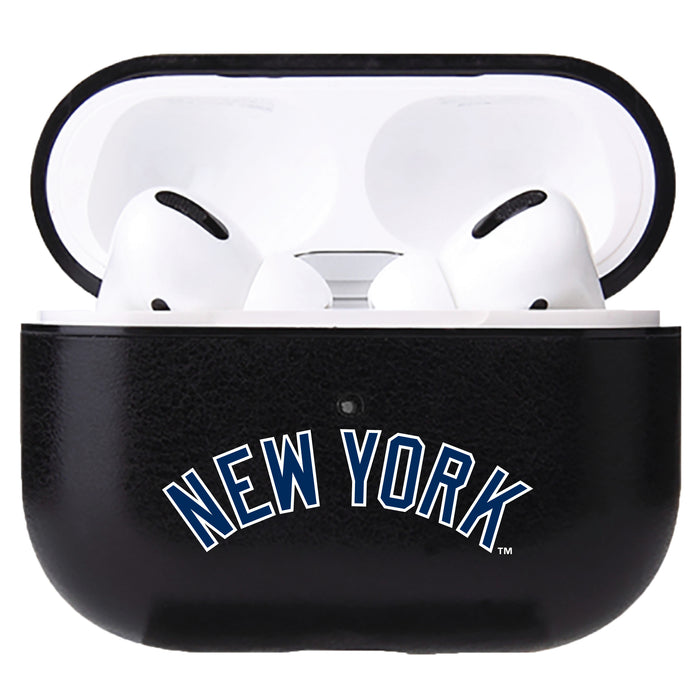 Fan Brander Black Leatherette Apple AirPod case with New York Yankees Wordmark Logo