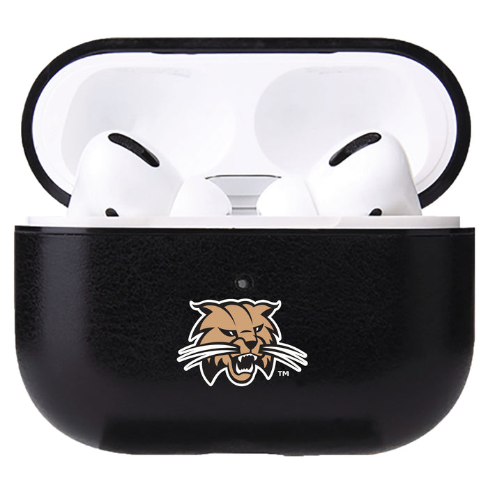 Fan Brander Black Leatherette Apple AirPod case with Ohio University Bobcats Secondary Logo