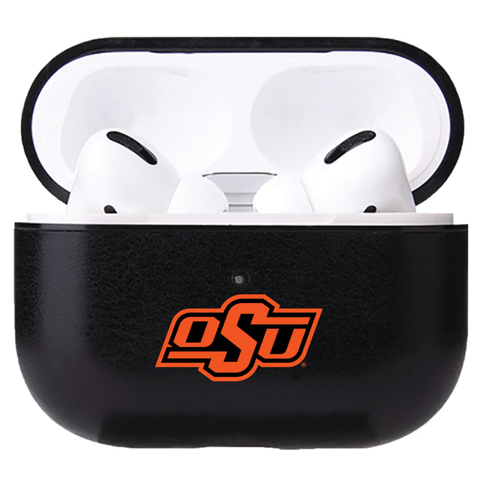 Fan Brander Black Leatherette Apple AirPod case with Oklahoma State Cowboys Primary Logo