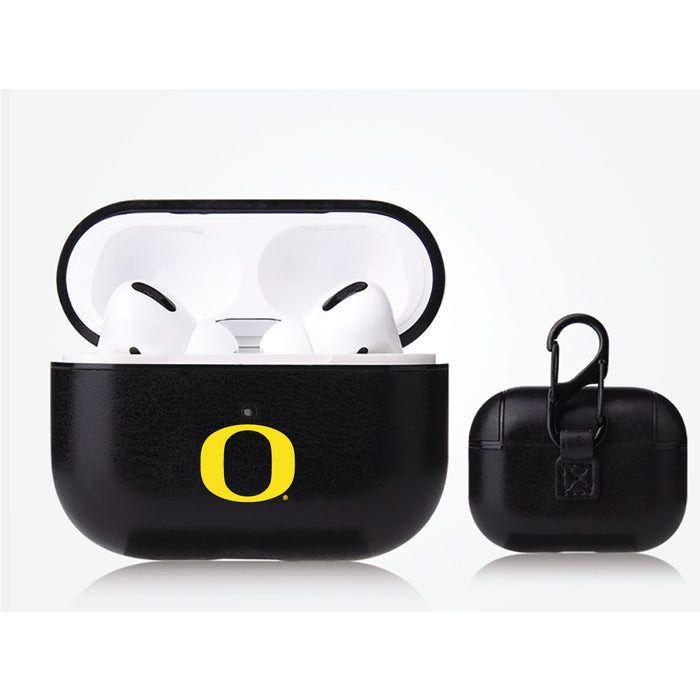 Fan Brander Black Leatherette Apple AirPod case with Oregon Ducks Primary Logo