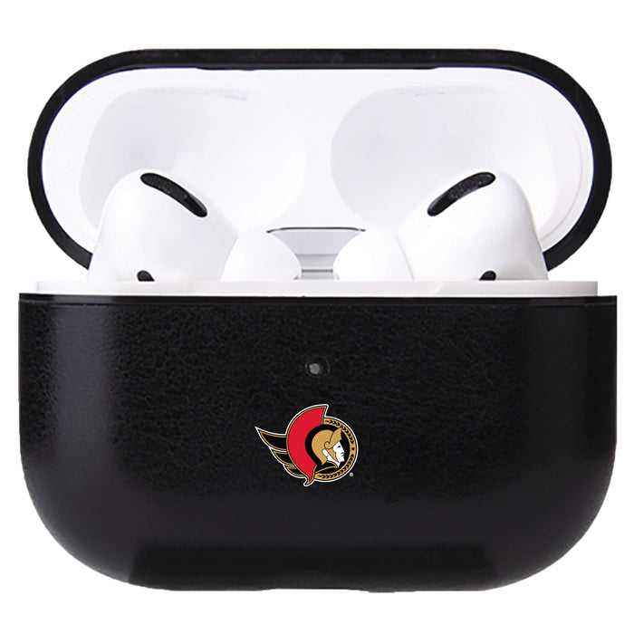 Fan Brander Black Leatherette Apple AirPod case with Ottawa Senators Primary Logo