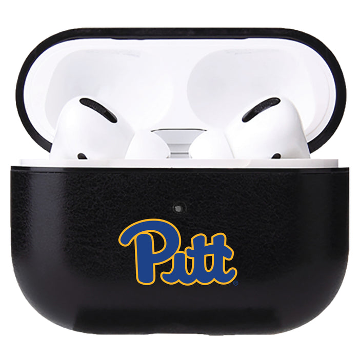 Fan Brander Black Leatherette Apple AirPod case with Pittsburgh Panthers Primary Logo