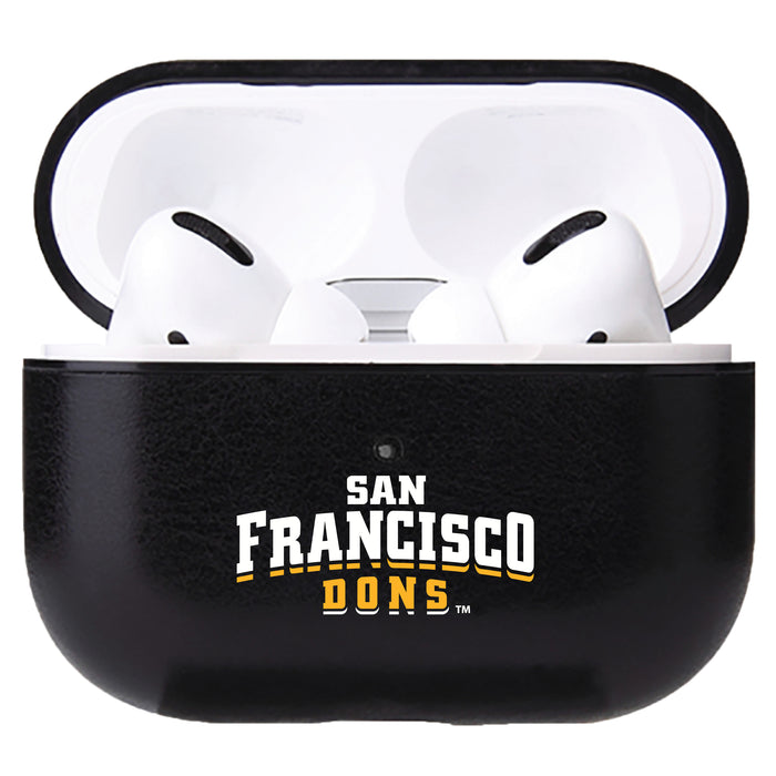 Fan Brander Black Leatherette Apple AirPod case with San Francisco Dons Primary Logo