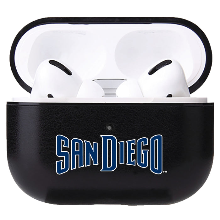 Fan Brander Black Leatherette Apple AirPod case with San Diego Padres Wordmark Logo