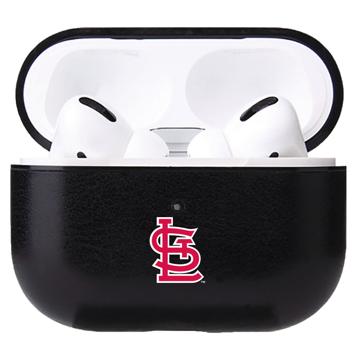 Fan Brander Black Leatherette Apple AirPod case with St. Louis Cardinals Secondary Logo