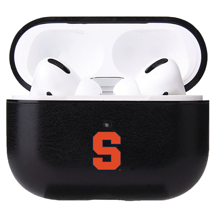 Fan Brander Black Leatherette Apple AirPod case with Syracuse Orange Primary Logo