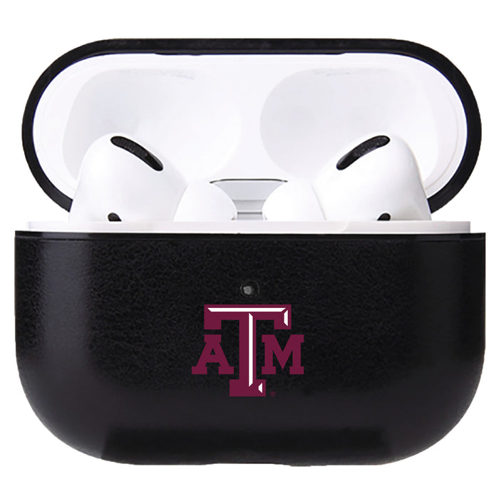 Fan Brander Black Leatherette Apple AirPod case with Texas A&M Aggies Primary Logo