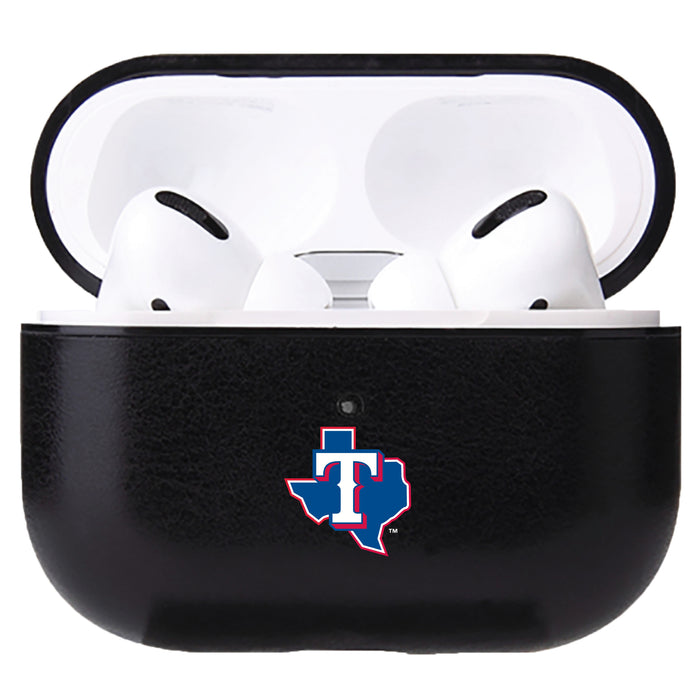 Fan Brander Black Leatherette Apple AirPod case with Texas Rangers Secondary Logo