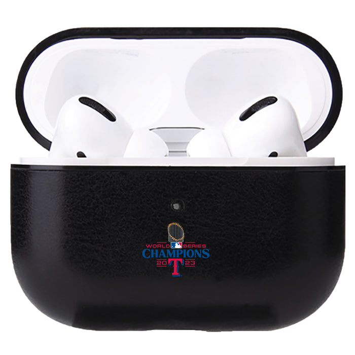 Fan Brander Black Leatherette Apple AirPod case with Texas Rangers 2023 MLB Champs