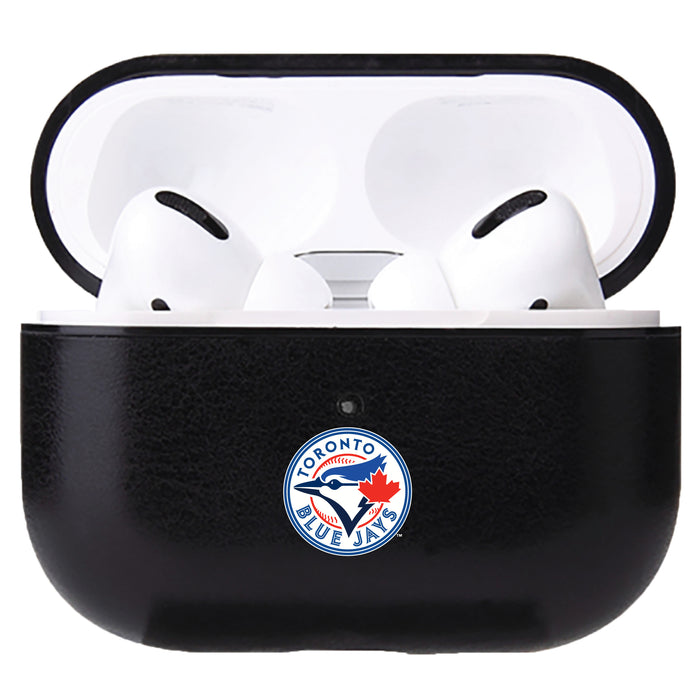Fan Brander Black Leatherette Apple AirPod case with Toronto Blue Jays Primary Logo