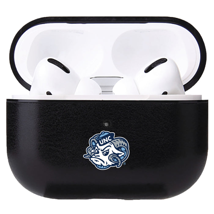 Fan Brander Black Leatherette Apple AirPod case with UNC Tar Heels Secondary Logo