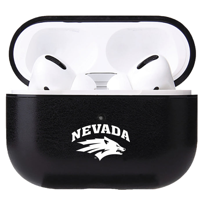 Fan Brander Black Leatherette Apple AirPod case with Nevada Wolf Pack Primary Logo
