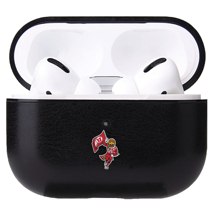 Fan Brander Black Leatherette Apple AirPod case with Utah Utes Secondary Logo