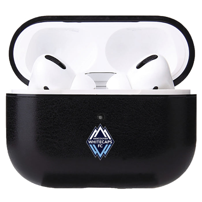 Fan Brander Black Leatherette Apple AirPod case with Vancouver Whitecaps FC Primary Logo