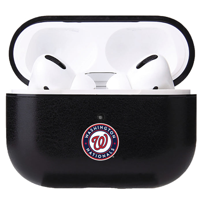 Fan Brander Black Leatherette Apple AirPod case with Washington Nationals Primary Logo