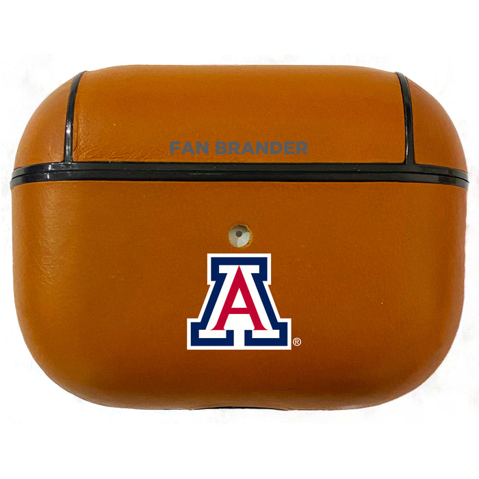 Fan Brander Tan Leatherette Apple AirPod case with Arizona Wildcats Primary Logo