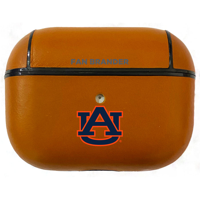 Fan Brander Tan Leatherette Apple AirPod case with Auburn Tigers Primary Logo