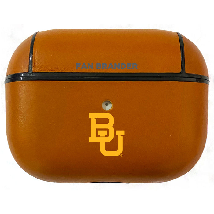 Fan Brander Tan Leatherette Apple AirPod case with Baylor Bears Primary Logo
