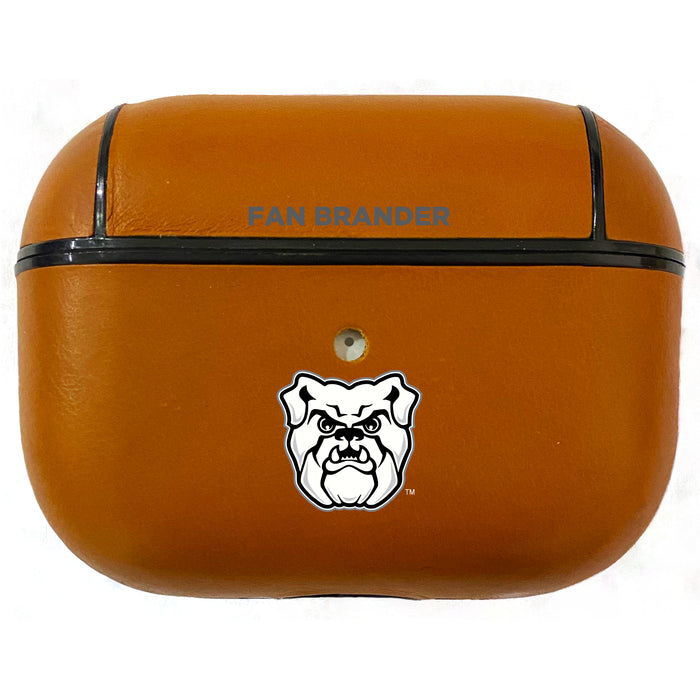 Fan Brander Tan Leatherette Apple AirPod case with Butler Bulldogs Primary Logo