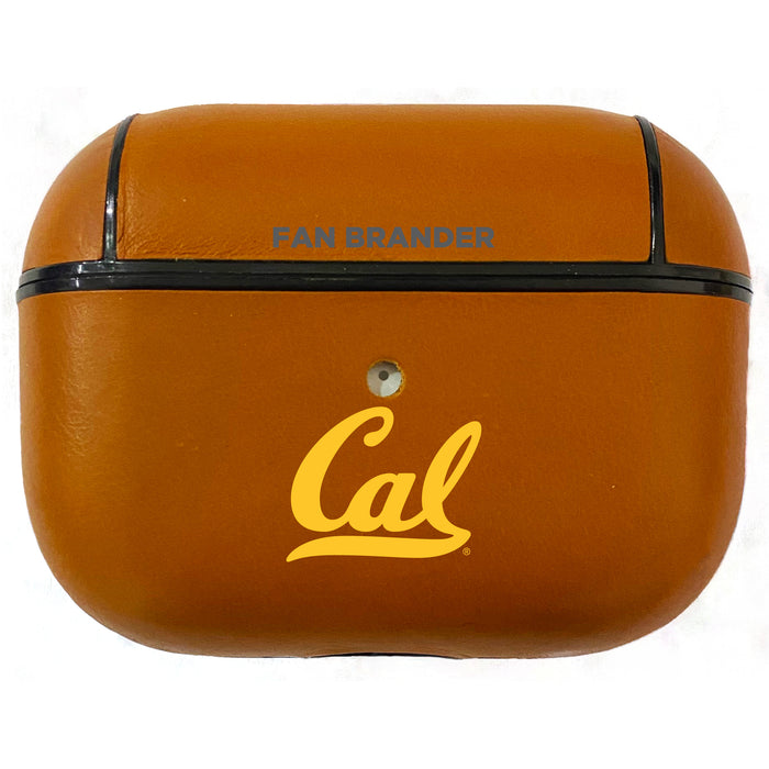 Fan Brander Tan Leatherette Apple AirPod case with California Bears Primary Logo