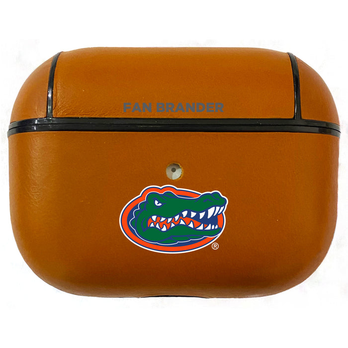 Fan Brander Tan Leatherette Apple AirPod case with Florida Gators Primary Logo