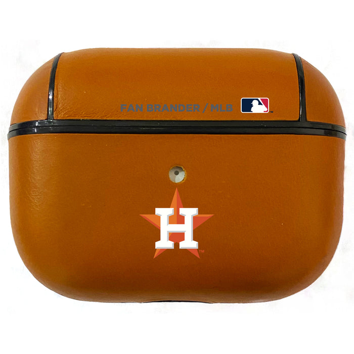 Fan Brander Tan Leatherette Apple AirPod case with Houston Astros Primary Logo