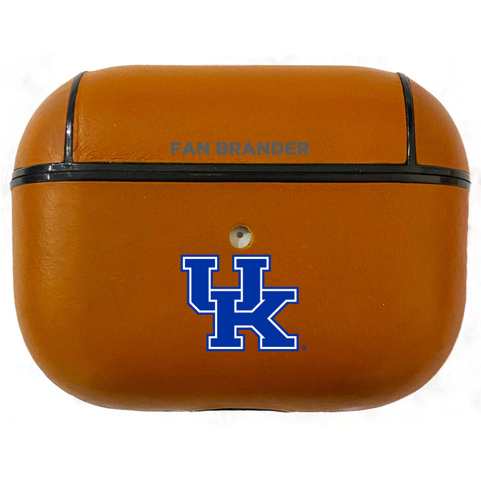 Fan Brander Tan Leatherette Apple AirPod case with Kentucky Wildcats Primary Logo
