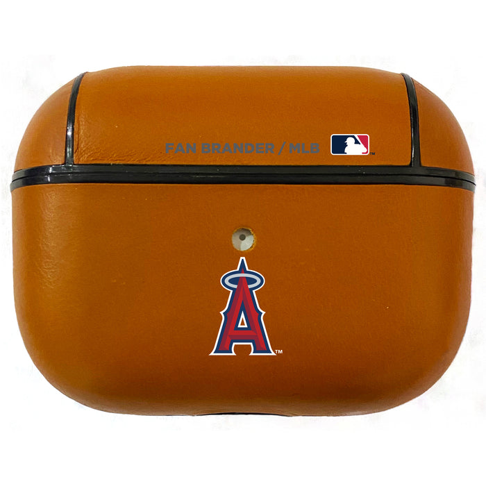 Fan Brander Tan Leatherette Apple AirPod case with Los Angeles Angels Primary Logo