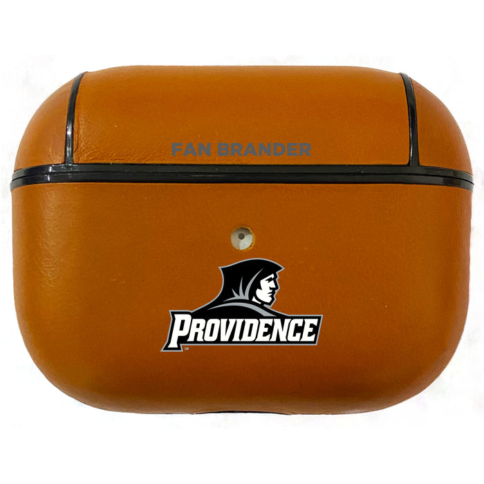 Fan Brander Tan Leatherette Apple AirPod case with Providence Friars Primary Logo