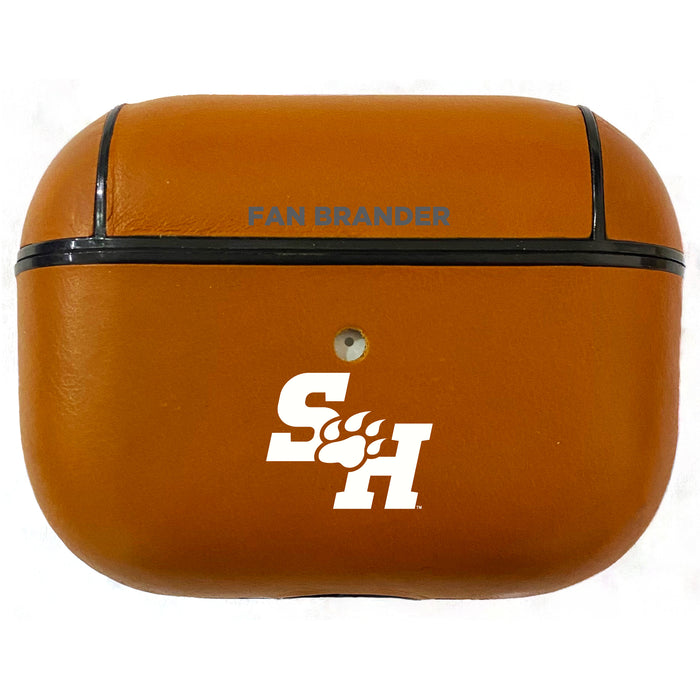 Fan Brander Tan Leatherette Apple AirPod case with Sam Houston State Bearkats Primary Logo