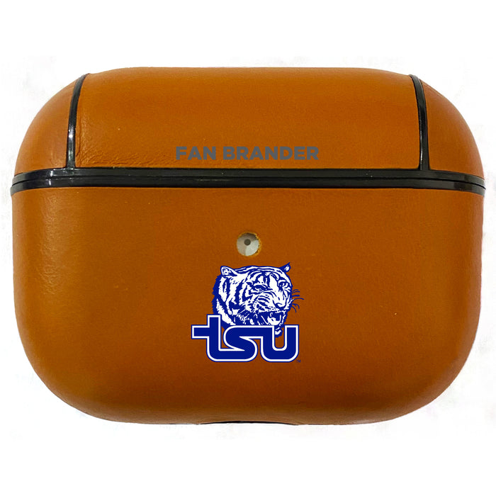Fan Brander Tan Leatherette Apple AirPod case with Tennessee State Tigers Primary Logo