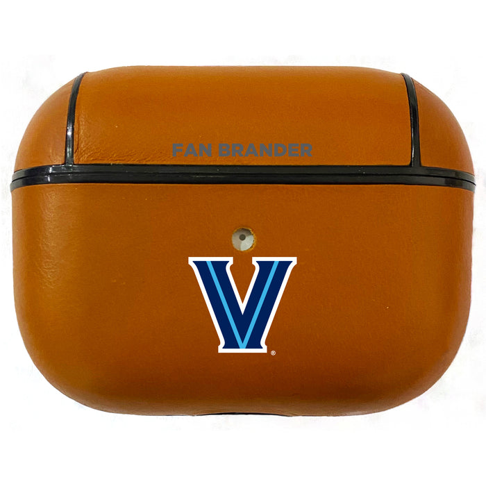 Fan Brander Tan Leatherette Apple AirPod case with Villanova University Primary Logo