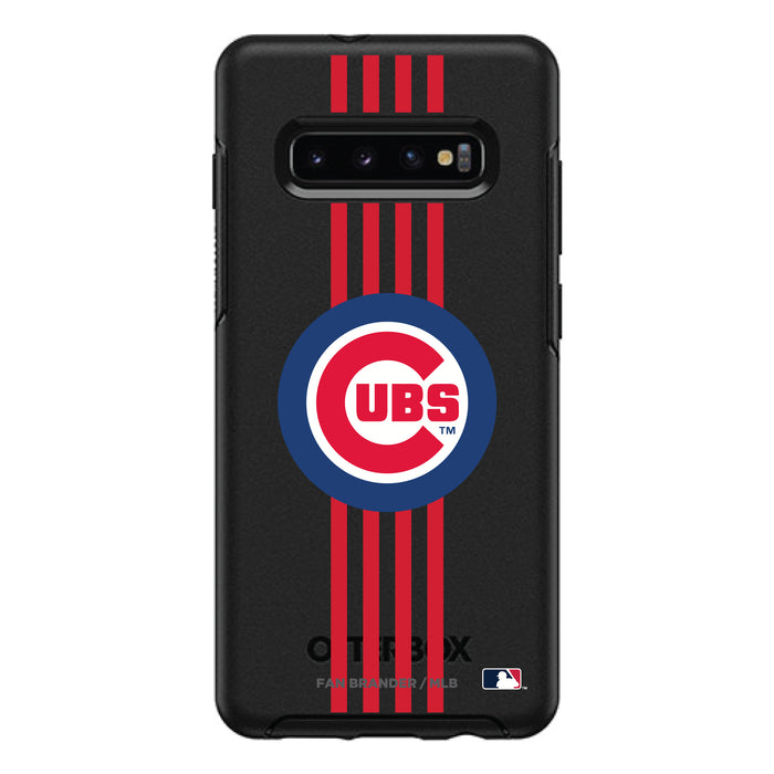 OtterBox Black Phone case with Chicago Cubs Primary Logo and Vertical Stripe