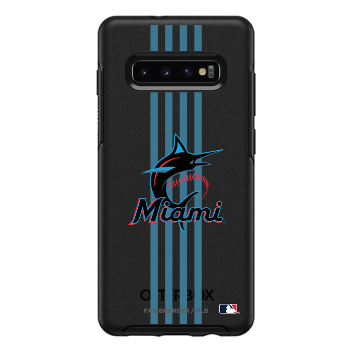 OtterBox Black Phone case with Miami Marlins Primary Logo and Vertical Stripe